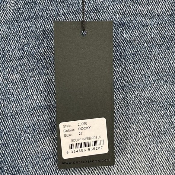 One Teaspoon Size 27 Rocky Blue Distressed Chewed Hem Freebirds Ankle Zip Jeans - Picture 4 of 7